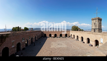 Barcellona Mountjuic Castell de Mountjuic cortile interno panorama Foto Stock