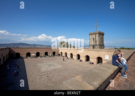 Barcellona Mountjuic Castell de Mountjuic cortile interno Foto Stock