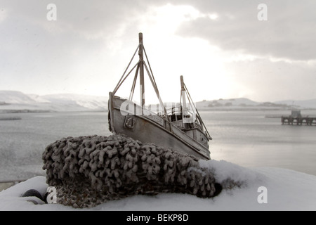 Bus Shetland memorial in Scalloway, Shetland Foto Stock