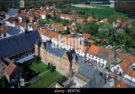 Veduta aerea della città Damme dalla chiesa di Nostra Signora, Fiandre Occidentali, Belgio Foto Stock