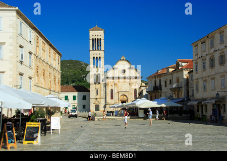 Cattedrale di Santo Stefano in citta di Hvar, Croazia Foto Stock