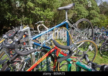 Libero, sicuro parcheggio bici area a difficilmente rigorosamente Bluegrass Festival in Golden Gate Park. San Francisco, California, Stati Uniti d'America Foto Stock