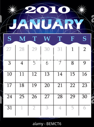Calendario gennaio 2010. Vedi altri calendari. Foto Stock
