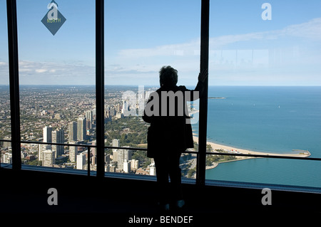Observation Deck, John Hancock Building, Chicago, Illinois Foto Stock