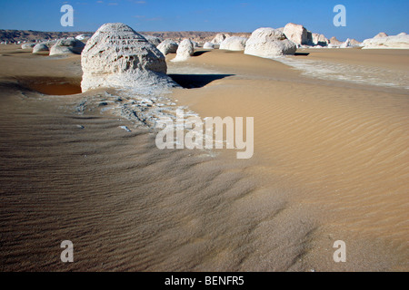 Roccia calcarea formazioni nel Deserto Bianco Egitto / Sahara el Beyda nei pressi di Farafra nel deserto occidentale, Nord Africa Foto Stock