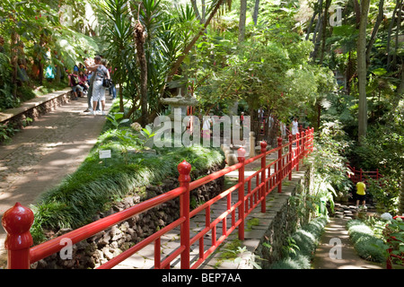 Viste del giardino giapponese sezione di Monte Palace Gardens, Monte, Funchal, Madeira Foto Stock