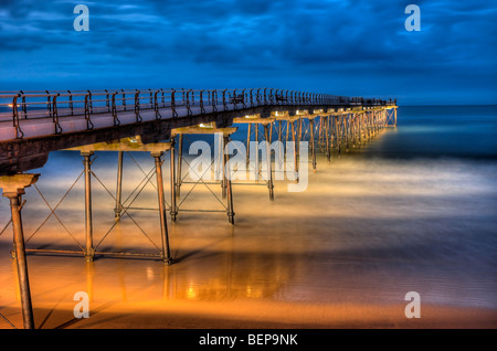 A tarda sera, Saltburn Pier, North Yorkshire Foto Stock