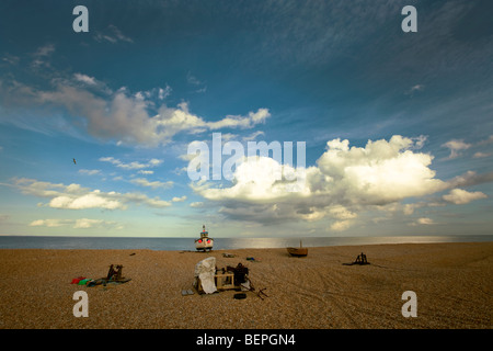 Una spiaggia di ciottoli nel sud-est dell' Inghilterra, sul Canale Inglese coast Foto Stock