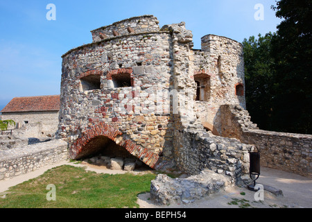 Kinizsi castello, Nagyvdzsony Var, Balaton Ungheria Foto Stock