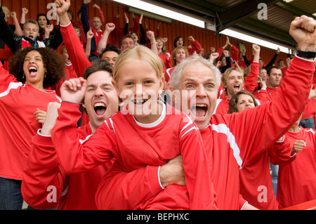 Ventole festeggia alla partita di calcio Foto Stock