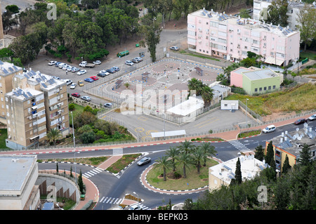 Israele Haifa, la vista della città dalla Stella Maris sul Monte Carmelo Foto Stock