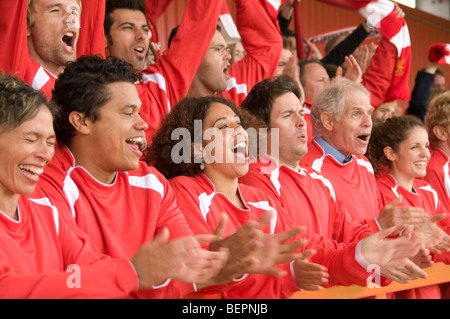 Ventole festeggia alla partita di calcio Foto Stock