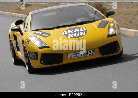 Giallo Lamborghini Gallardo Foto Stock