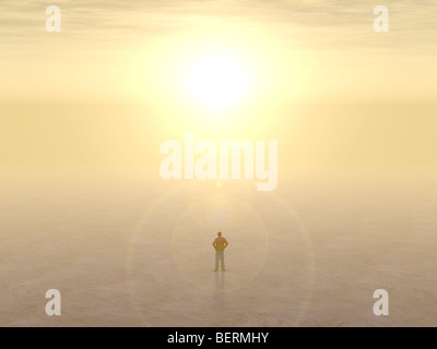 Uomo in piedi nel deserto Foto Stock