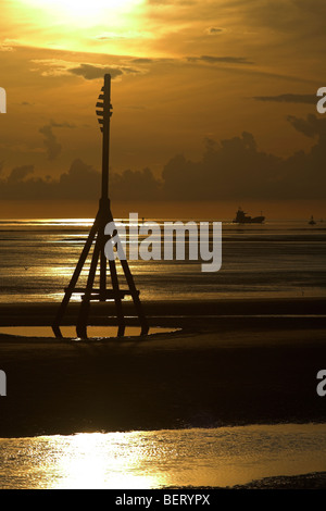 Tramonto, Formby punto, costa di Sefton, Merseyside England, Regno Unito Foto Stock