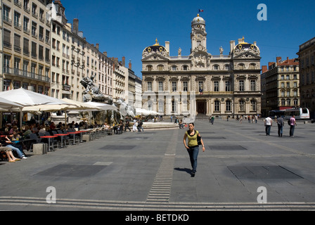 Place des Terreaux. Hotel de Ville, Lione, Francia. Foto Stock