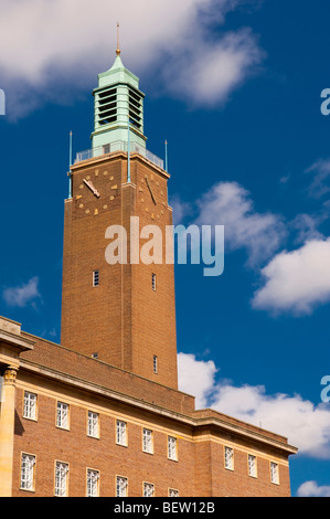 Il Municipio di Clock Tower a Norwich, Norfolk, Regno Unito Foto Stock