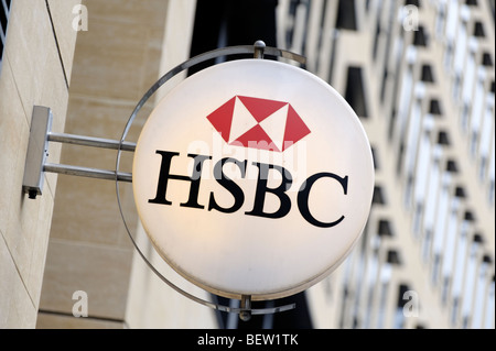 HSBC Bank segno. Londra. La Gran Bretagna. Regno Unito Foto Stock