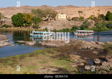 Fiume Nilo cataratta, Aswan, Egitto Foto Stock