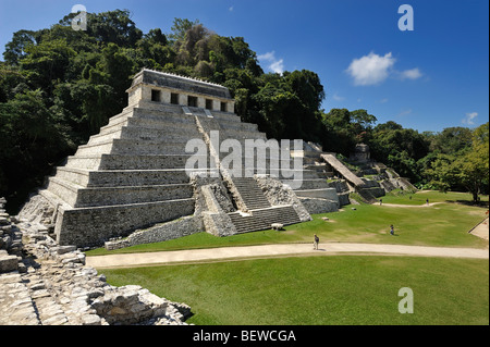 Il tempio delle iscrizioni al Maya rovina sito di Palenque, Chiapas, Messico