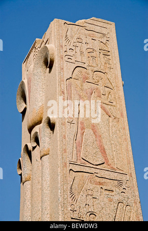 Pilastro del Tempio di Karnak Luxor Egitto, close-up Foto Stock