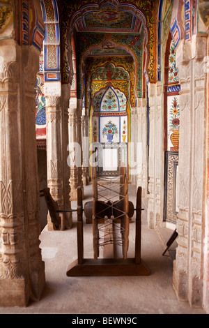 I dettagli di progettazione Muraraka haveli in città nawalgarh rajasthan in indi Foto Stock