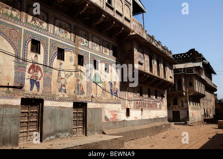 I dettagli di progettazione Muraraka haveli in città nawalgarh rajasthan in indi Foto Stock