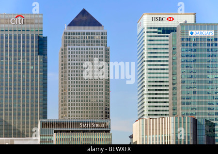 Uffici di banca in base a Canary Wharf in London Docklands Foto Stock