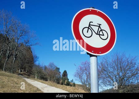 Divieto di bicicletta , segno di divieto, Svevo, Baden-Württemberg, Germania Foto Stock
