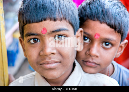 La vita di strada intorno a mandawa, Rajasthan, India. Foto Stock