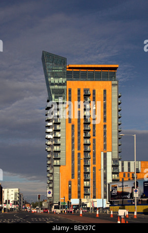 Appartamenti di lusso, Skyline Central, Rochdale Road, Northern Quarter, Ancoats, Manchester, Regno Unito Foto Stock