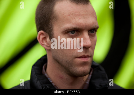 Caporale Joe Glenton a anti-guerra di dimostrazione Foto Stock