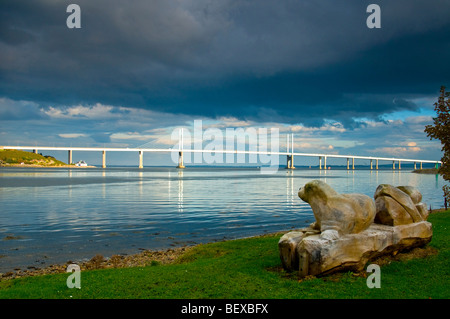 Il Kessock Ponte del Moray Firth da Nord Kessock, Inverness, Highlands scozzesi SCO 5388 Foto Stock