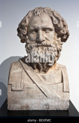 Ritratto da Villa dei Papiri identificato come il re spartano Archidamos III. Museo Archeologico Nazionale di Napoli. Foto Stock