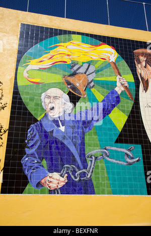 Padre Miguel Hidalgo, murale, Dolores Hidalgo, Guanajuato, Messico Foto Stock