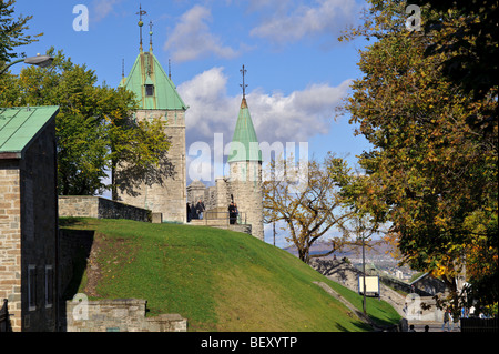 Saint Louis Gate in Old Quebec City Foto Stock