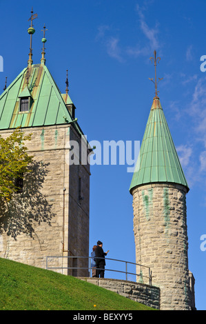 Saint Louis Gate in Old Quebec City Foto Stock