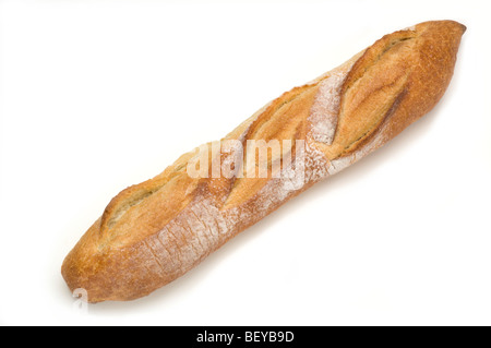 Freschi di forno pagnotta di pane italiano su bianco Foto Stock