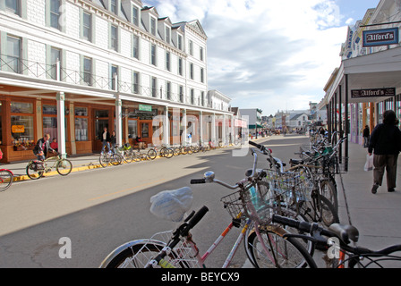 Main Street, isola di Mackinac, Michigan Foto Stock