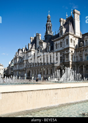 Hôtel de Ville Paris city hall è un edificio del XIX secolo di ricostruzione. L'originale è stata bruciata nel Comune di Parigi 1871 Foto Stock