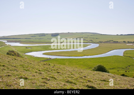 Fiume Cuckmere Ox-bow in East Sussex. Foto Stock