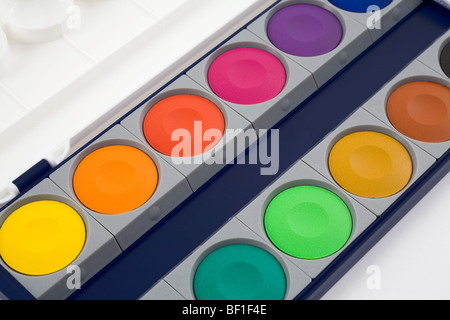 Dettaglio di una serie di acquerelli di vernici Foto Stock