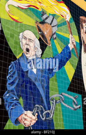 Piastrella ceramica murale raffigurante Padre Hidalgo chiamando per la Rivoluzione Messicana; dolores hidalgo, Guanajuato, Messico. Foto Stock