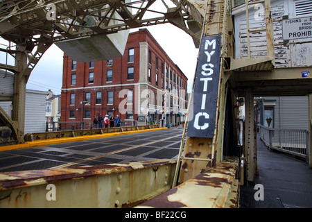 Mystic River ponte a bilico, mistica, CT, Stati Uniti d'America Foto Stock