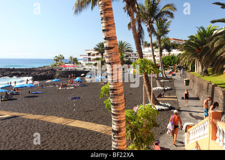 Tenerife, Isole Canarie, isola, Spagna, Playa de la Arena, Puerto de Santiago, spiaggia vulcanica Foto Stock