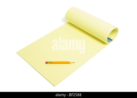 Matita e taccuino di scrittura Foto Stock