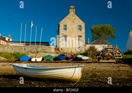 La bassa marea sul litorale a Findhorn Bay Moray SCO 5470 Foto Stock