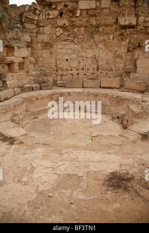 Frigidarium ottagonale bagno freddo in palestra e vasche in un antico sito della vecchia villa romana di Salamina famagusta Foto Stock