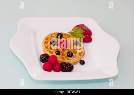Close-up di cialde con frutti di bosco freschi Foto Stock