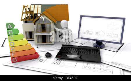 3D energia delle valutazioni di una casa in costruzione Foto Stock